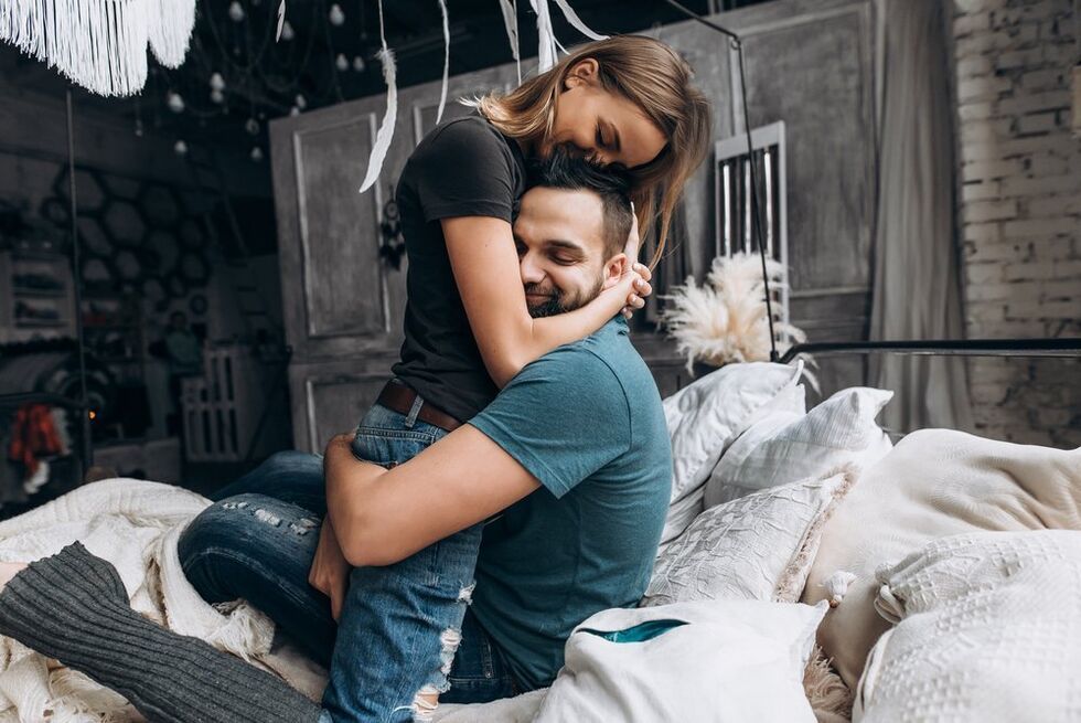 A woman embraces a man who has increased potency