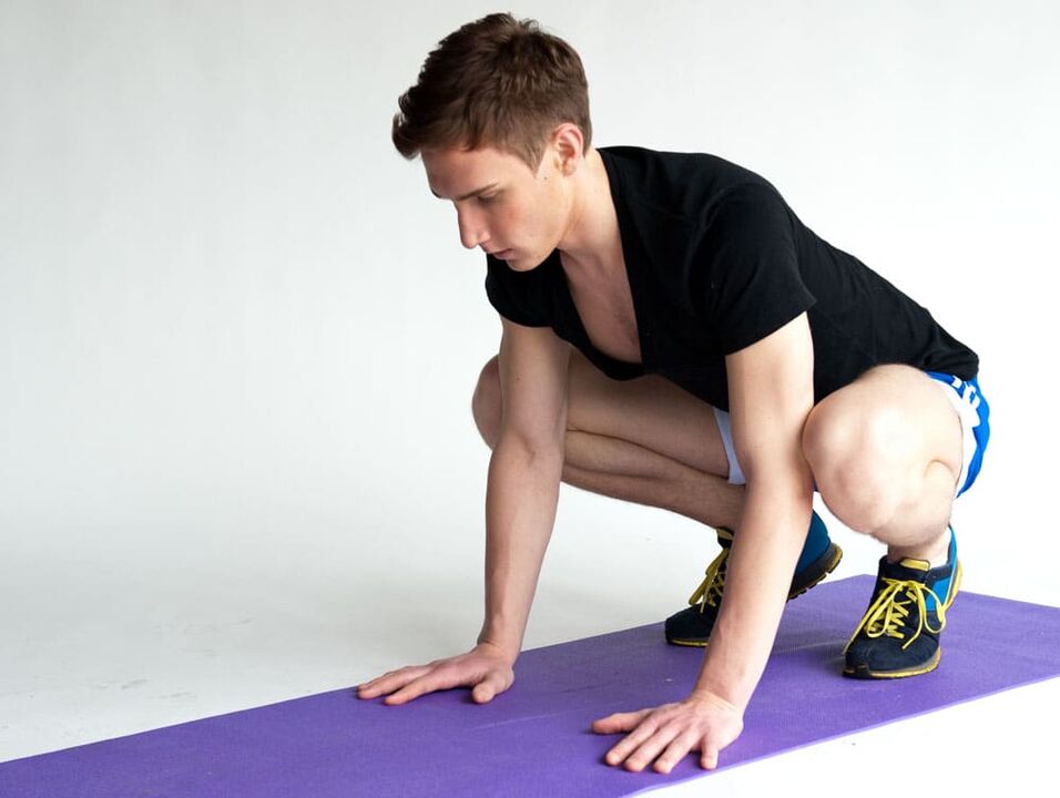Exercise frog for training the muscles of the male pelvic region